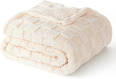 Super soft and comfortable sofa blanket, plaid design wool blanket, lightweight and breathable, cute woolen blanket suitable for home decoration, ivory color