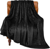 Wool blanket black sofa bed blanket, luxurious plush comfortable fuzzy blanket 50x60 inches, super soft and warm lightweight travel camping blanket