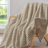 Wool sofa blanket -300GSM soft and warm fluffy linen blanket, men's and women's decorative and gift striped blanket