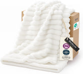 White Sofa Blanket - A birthday gift for female mothers and girls, comfortable wool sofa bed blanket in beige, 50x60 inches