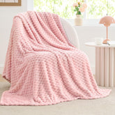 Wool Decorative Blanket - Jacquard Pink Blanket for Women's Sofa and Bed, Soft and Comfortable Warm Plush Fluffy Blanket, Cute Birthday Gift for Women, 50x60 inches
