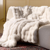 Super soft and comfortable fur blanket, fluffy thick foam blanket, luxurious fluffy blanket, suitable for sofa, sofa, bedroom and living room, 50x60 inches, milky white