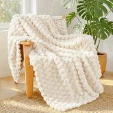 Sofa or bed wool blanket, luxurious ultra soft lightweight summer blanket, 3D jacquard comfortable fluffy plush decorative sofa and chair blanket, 50x60 inches