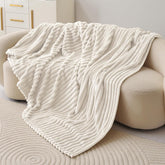 White wool sofa bed blanket, warm gift for women | Soft flannel, no pills, no shack.