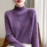 100% Wool Half High Collar Pullover Autumn Winter Thick Fried Dough Twists Sweater Korean Fashion Women's Wear