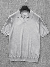 100% Ultra fine Merino Wool Summer Men's High end Casual V-neck Polo Shirt Short Sleeve T-shirt