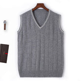 2026 autumn and winter new 100% Merino wool V-neck sleeveless cashmere vest for men