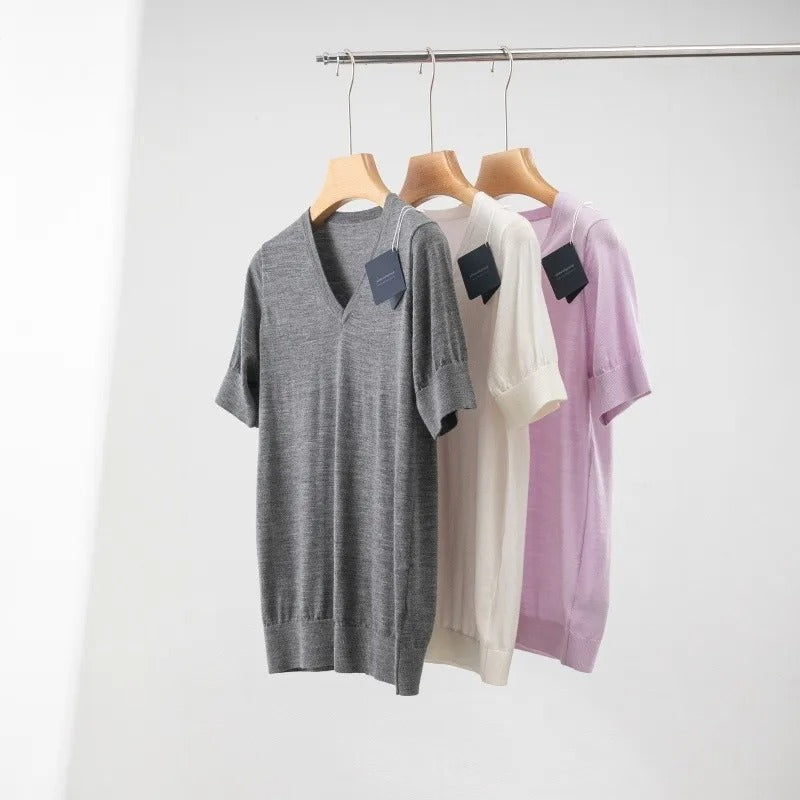 Wool casual short sleeved T-shirt