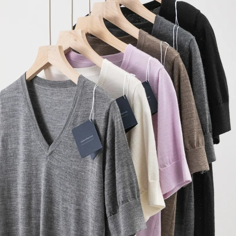 Wool casual short sleeved T-shirt