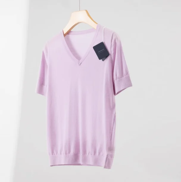 Wool casual short sleeved T-shirt