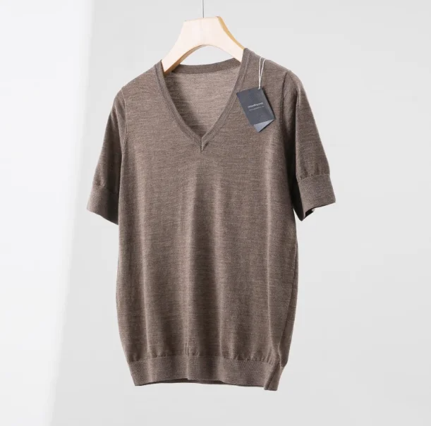 Wool casual short sleeved T-shirt