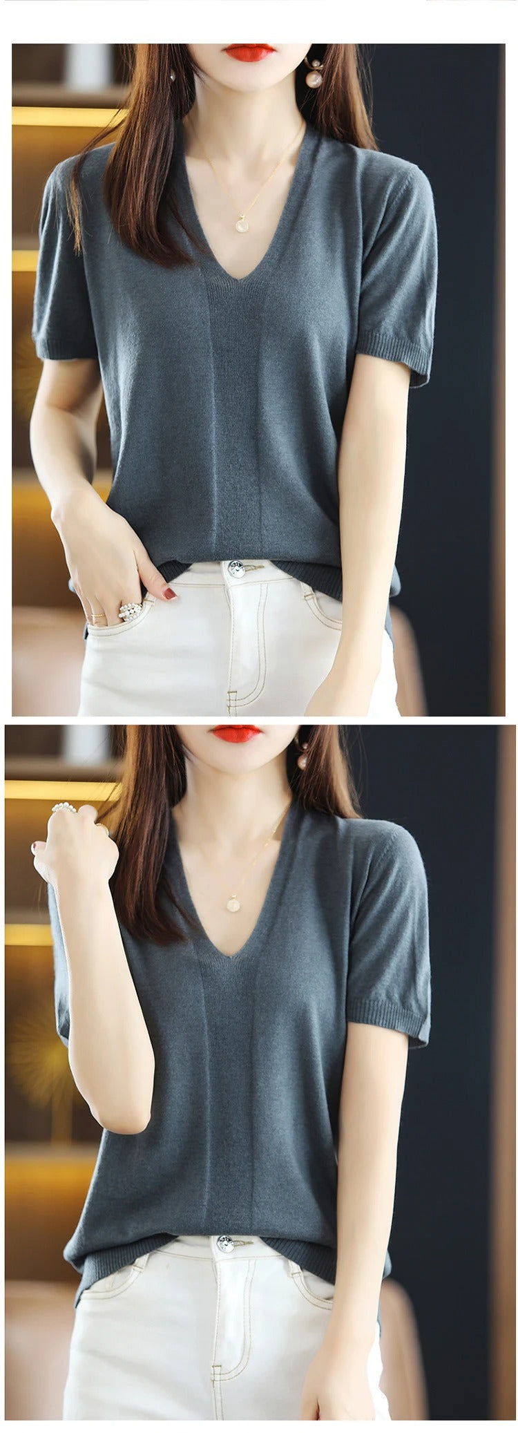 Women's wool fashion T-shirt