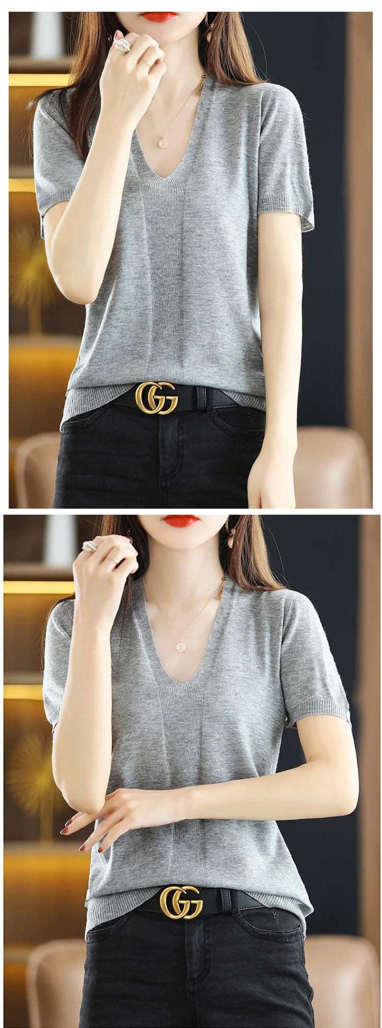 Women's wool fashion T-shirt