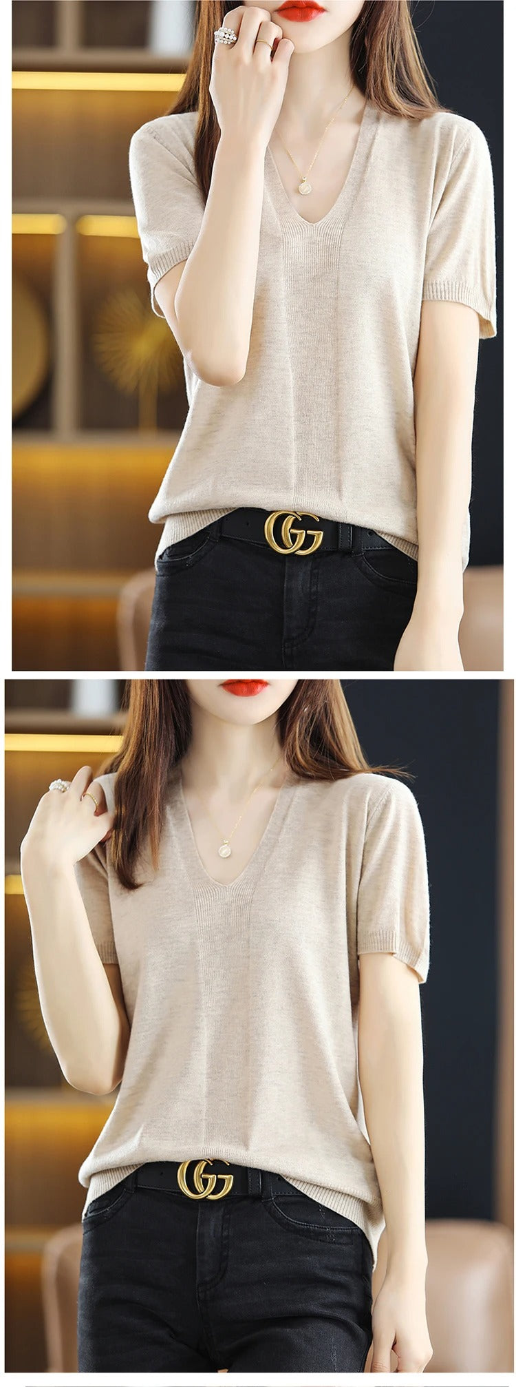 Women's wool fashion T-shirt