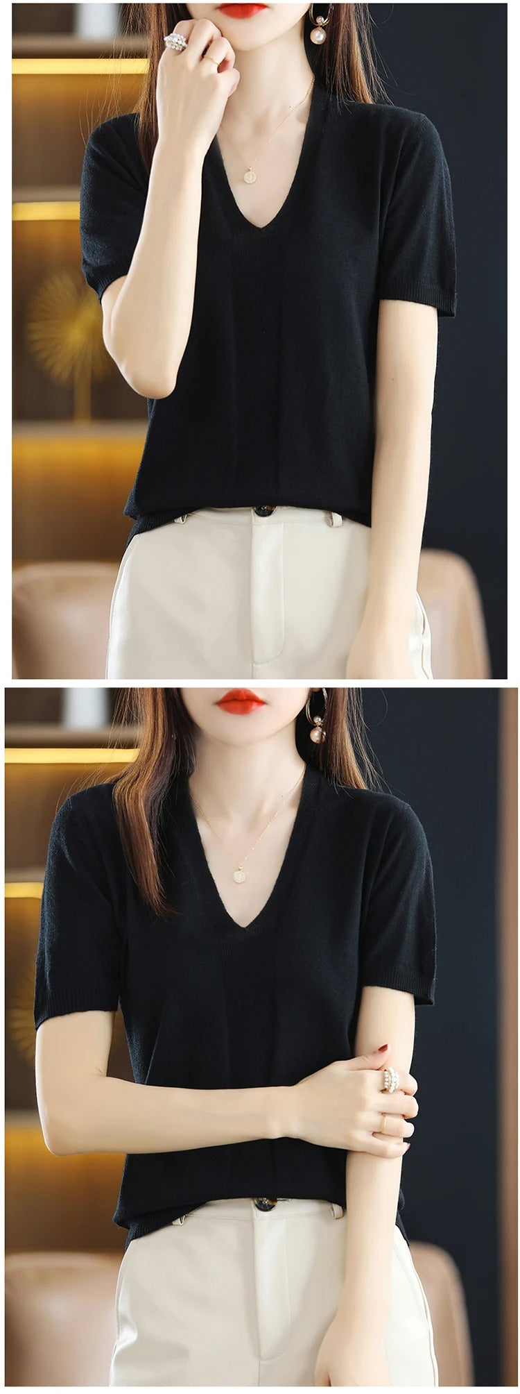 Women's wool fashion T-shirt