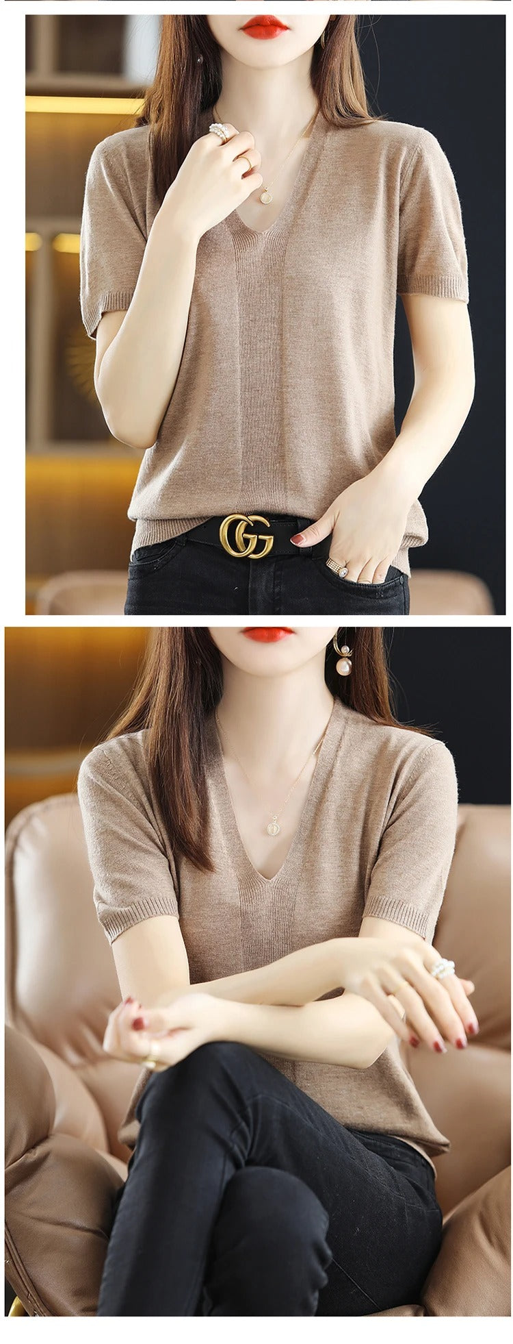 Women's wool fashion T-shirt