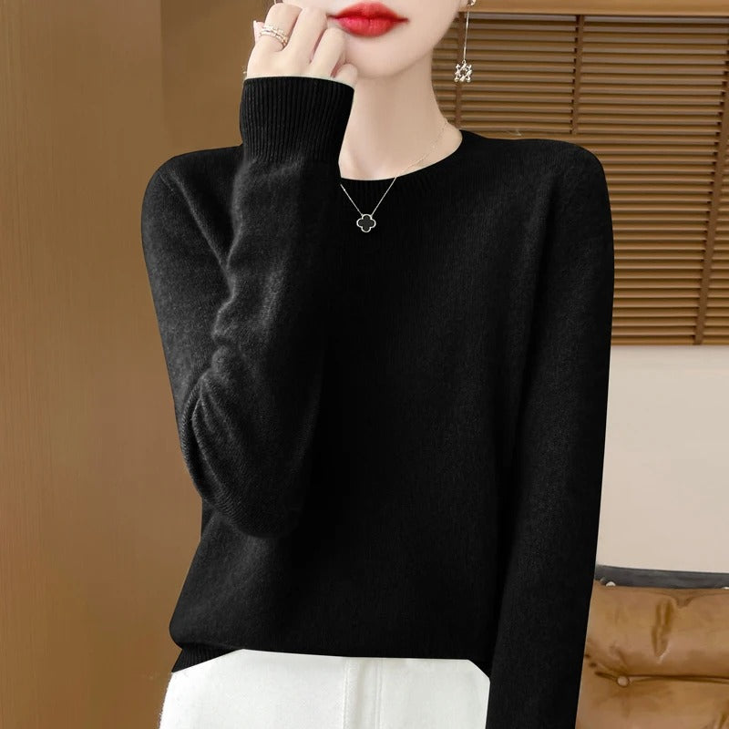 Women's wool fashionable long sleeved T-shirt